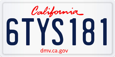 CA license plate 6TYS181