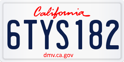CA license plate 6TYS182