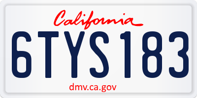 CA license plate 6TYS183