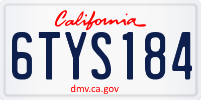 CA license plate 6TYS184