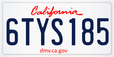 CA license plate 6TYS185
