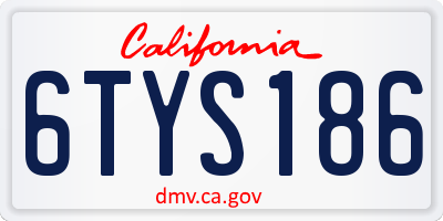 CA license plate 6TYS186