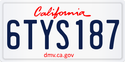 CA license plate 6TYS187