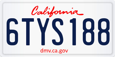 CA license plate 6TYS188