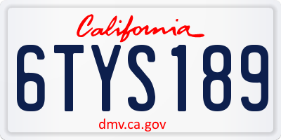 CA license plate 6TYS189