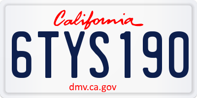 CA license plate 6TYS190