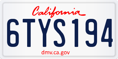 CA license plate 6TYS194