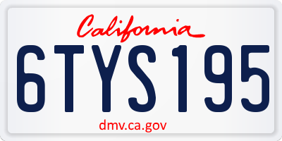 CA license plate 6TYS195