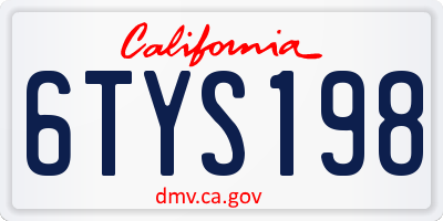 CA license plate 6TYS198