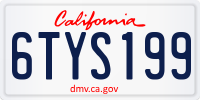 CA license plate 6TYS199