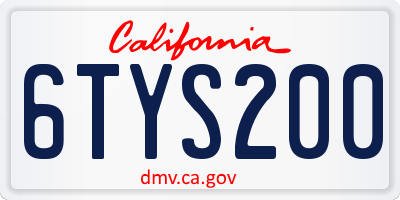 CA license plate 6TYS200