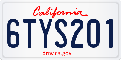 CA license plate 6TYS201