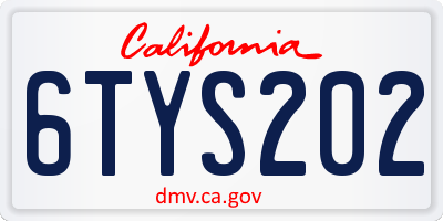CA license plate 6TYS202