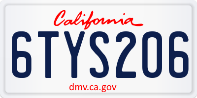 CA license plate 6TYS206