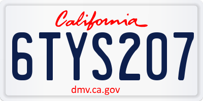 CA license plate 6TYS207