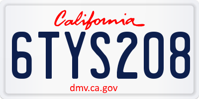 CA license plate 6TYS208