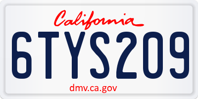 CA license plate 6TYS209