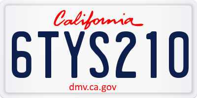 CA license plate 6TYS210