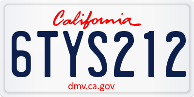 CA license plate 6TYS212