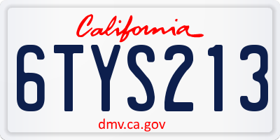 CA license plate 6TYS213