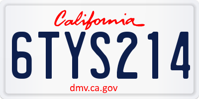 CA license plate 6TYS214