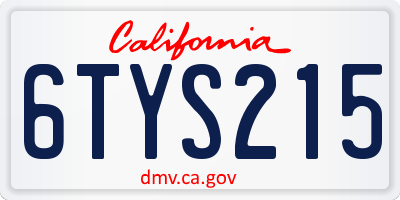 CA license plate 6TYS215