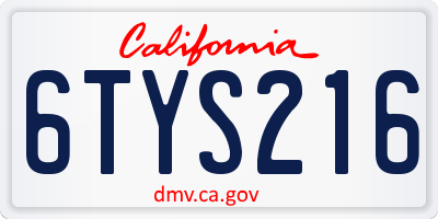 CA license plate 6TYS216