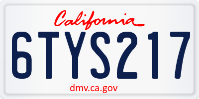 CA license plate 6TYS217