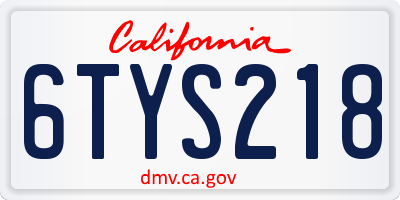 CA license plate 6TYS218
