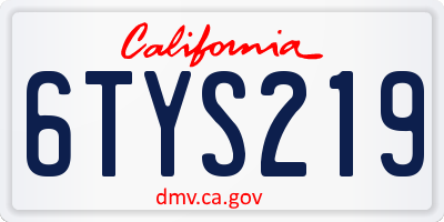 CA license plate 6TYS219