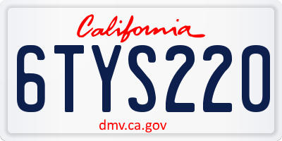 CA license plate 6TYS220