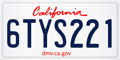 CA license plate 6TYS221