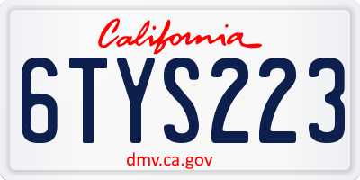 CA license plate 6TYS223