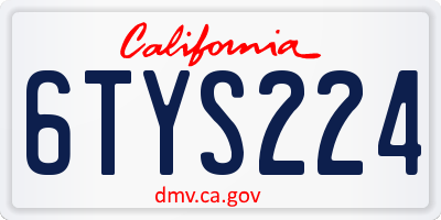 CA license plate 6TYS224