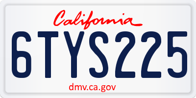 CA license plate 6TYS225