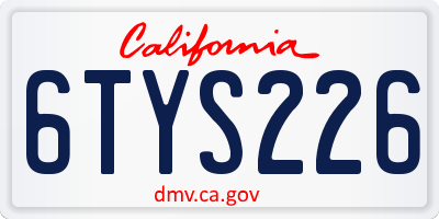 CA license plate 6TYS226