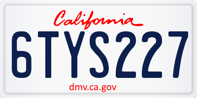 CA license plate 6TYS227
