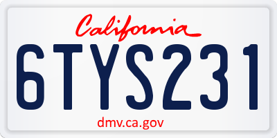 CA license plate 6TYS231