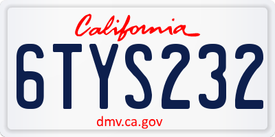 CA license plate 6TYS232