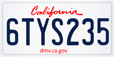 CA license plate 6TYS235
