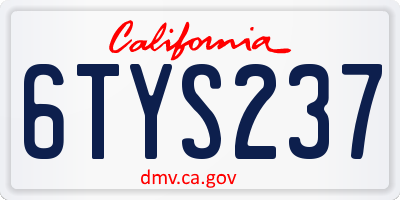 CA license plate 6TYS237