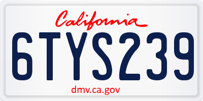 CA license plate 6TYS239