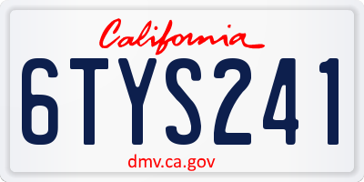 CA license plate 6TYS241