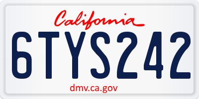 CA license plate 6TYS242