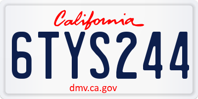 CA license plate 6TYS244