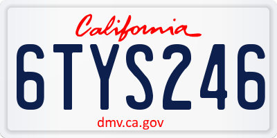 CA license plate 6TYS246