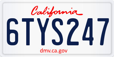 CA license plate 6TYS247