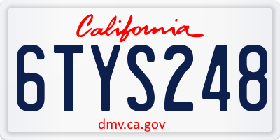 CA license plate 6TYS248