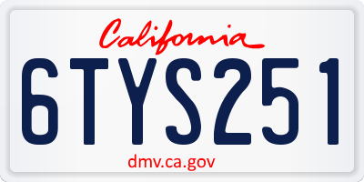 CA license plate 6TYS251
