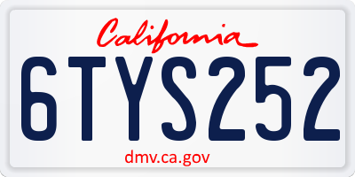 CA license plate 6TYS252